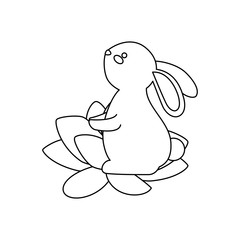 cute and little rabbit in lotus flower character