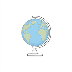 School Globe. A symbol of the globe. Color Vector Illustration by hand.