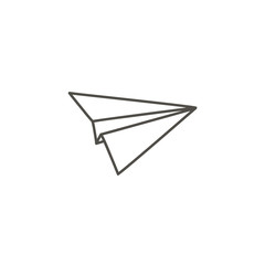 Paper plane. Vector linear illustration by hand. Doodle drawing,