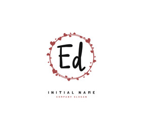 E D ED Beauty vector initial logo, handwriting logo of initial signature, wedding, fashion, jewerly, boutique, floral and botanical with creative template for any company or business.