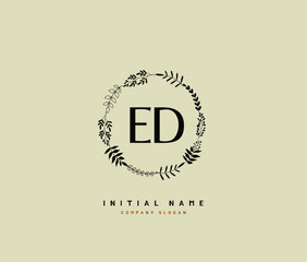 E D ED Beauty vector initial logo, handwriting logo of initial signature, wedding, fashion, jewerly, boutique, floral and botanical with creative template for any company or business.