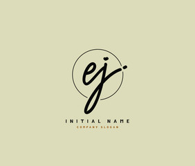 E J EJ Beauty vector initial logo, handwriting logo of initial signature, wedding, fashion, jewerly, boutique, floral and botanical with creative template for any company or business.