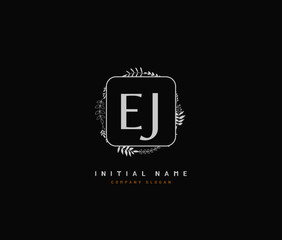 E J EJ Beauty vector initial logo, handwriting logo of initial signature, wedding, fashion, jewerly, boutique, floral and botanical with creative template for any company or business.