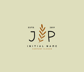 J P JP Beauty vector initial logo, handwriting logo of initial signature, wedding, fashion, jewerly, boutique, floral and botanical with creative template for any company or business.