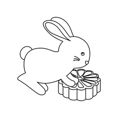 cute and little rabbit with flower wooden