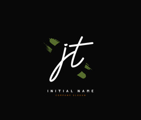 J T JT Beauty vector initial logo, handwriting logo of initial signature, wedding, fashion, jewerly, boutique, floral and botanical with creative template for any company or business.