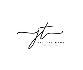J T JT Beauty vector initial logo, handwriting logo of initial signature, wedding, fashion, jewerly, boutique, floral and botanical with creative template for any company or business.