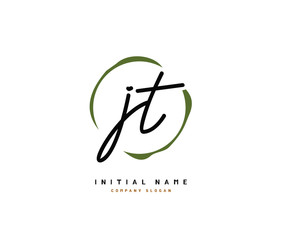 J T JT Beauty vector initial logo, handwriting logo of initial signature, wedding, fashion, jewerly, boutique, floral and botanical with creative template for any company or business.