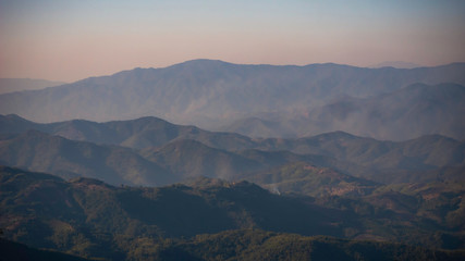 Fototapeta na wymiar mountain view on twilight in the north of Thailand