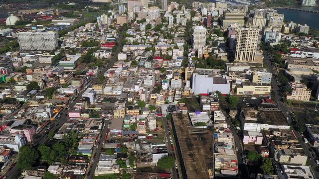 DJI Mavic Pro 2 drone aerial flyover of the Condado area of Old San, Puerto Rico.