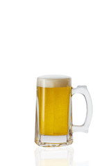 Perfect Mug of beer with foam on white background