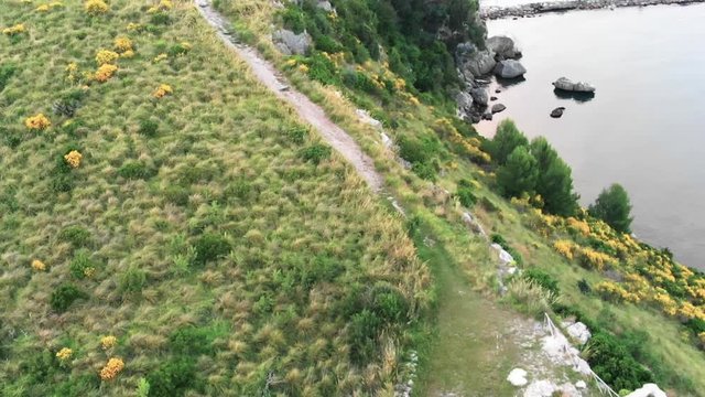 Path on the hill to the ancient tower