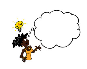 Black woman with thought bubble