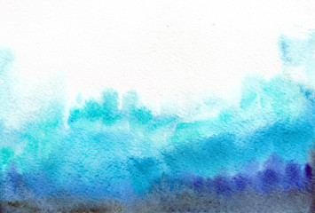 Abstract blue and dark blue watercolor background. Concepts: clean, sky, sea