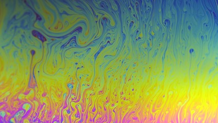 Colorful soap bubble surface psychedelic movement macro