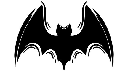 Bat with spread wings hand drawn silhouette illustration