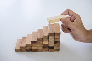 Alternative Risk and Strategy in business to make growth, Image of Business man's hand placing...