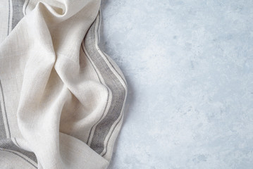 kitchen cloth napkin on wood background with copy space