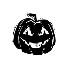 Smiling jack lantern hand drawn silhouette illustration
