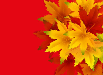 Autumn Background Template, with falling bunch of leaves, shopping sale or seasonal poster