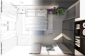 bedroom, interior visualization, 3D illustration