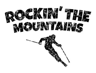 Fototapeta premium Rockin' The Mountains (Vintage Black) Ski Skier Design
