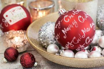 Red White Christmas Decoration With Text