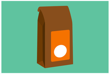Coffee beans bag. Vector flat outline icon illustration isolated on color background.