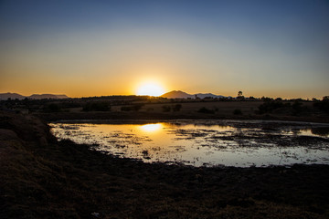 sunset on the lake