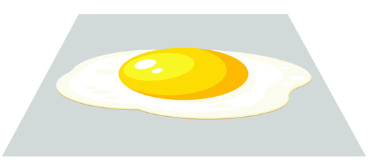 Fried egg isolated on gray background. Fried egg flat icon. Fried egg closeup