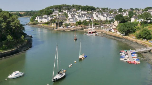 typical panorama of breton village, Le Bono in France