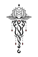 beautiful tattoo of a Lotus flower.tribal style.vector
