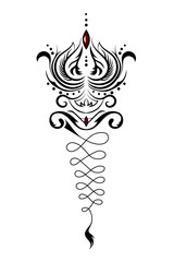 beautiful tattoo of a Lotus flower.tribal style.vector