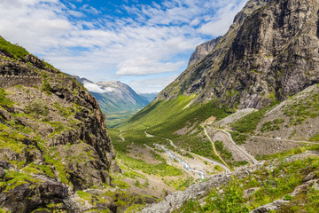 Fototapeta na wymiar Trollstigen mountain viewpoint and pass along national scenic route Geiranger Trollstigen More og Romsdal county in Norway