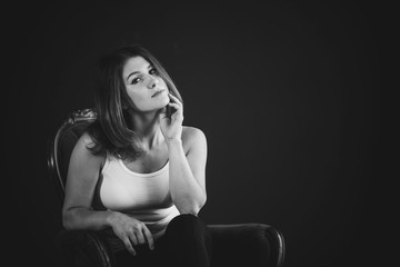 Portrait of young simple girl. Illustration of Psychology young people 