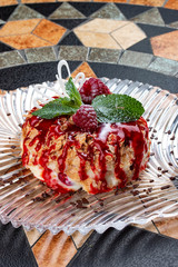 Italian dessert with raspberry and mascarpone cream