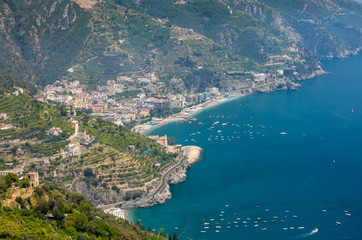 Fototapeta na wymiar View over Gulf of Salerno from Ravello, Campania, Italy