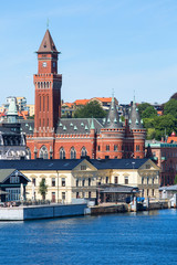 View from the sea of the city, Helsingborg City Hall, Helsingborg, Sweden
