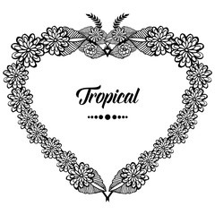 Seamless pattern flower frame, style unique frame, for concept tropical card. Vector