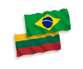 Flags of Lithuania and Brazil on a white background