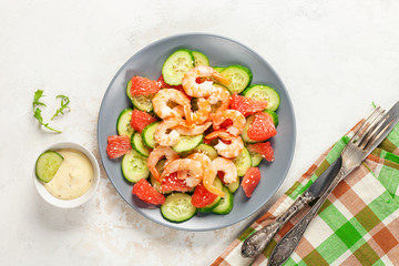Fresh salad with seafood