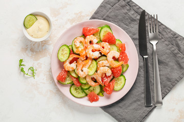 Fresh salad with seafood