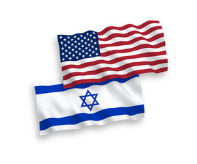 Flags of Israel and America on a white background