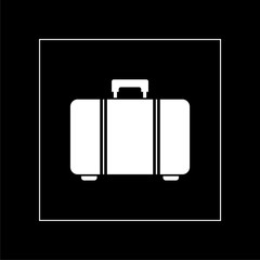 Suitcase for travel icon isolated on black background. Traveling baggage sign