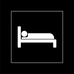 Bed icon in flat style. Hotel symbol isolated on white background