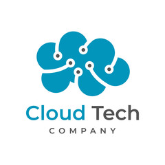 cloud tech logo design template