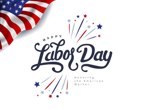 Happy labor day hand lettering  background banner template.Vector illustration .