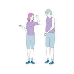 young couple friends avatars characters