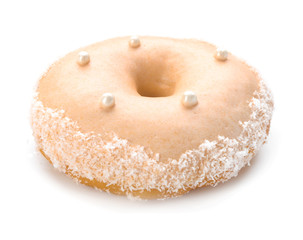 Sweet tasty donut on white background