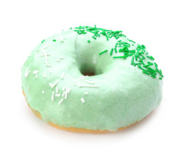 Sweet tasty donut on white background
